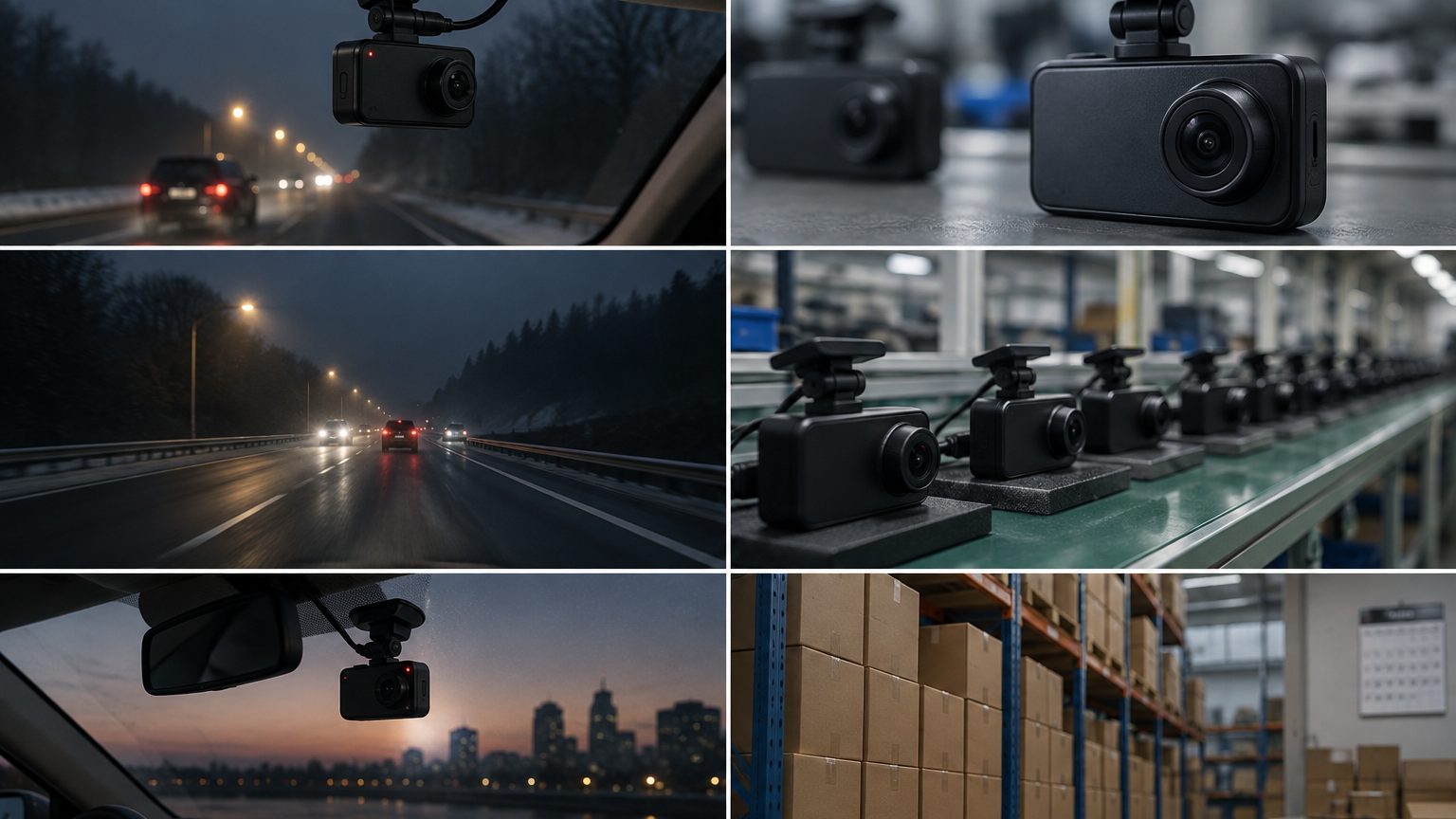 Planning board with dash cam order stages and calendar showing sample, production and shipping lead time